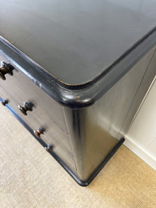 A Large English Ebonized Pine Black Chest of Drawers Dresser c1890