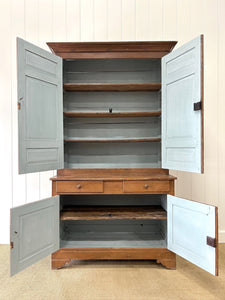 A Large 19th Century French Pine Linen Press Cupboard