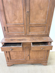 A Large 19th Century French Pine Linen Press Cupboard