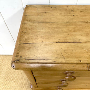 An Antique English Pine Chest of Drawers/Dresser Tulip Feet c1890