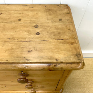 An Antique English Pine Chest of Drawers/Dresser Tulip Feet c1890