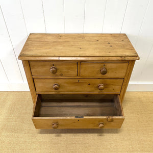 An Antique English Pine Chest of Drawers/Dresser Tulip Feet c1890