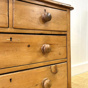 An Antique English Pine Chest of Drawers/Dresser Tulip Feet c1890