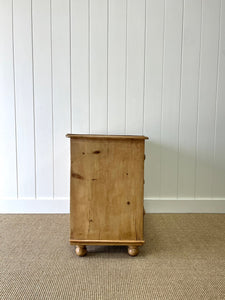 A Charming English Pine Chest of Drawers Dresser with Wooden Knobs c1890