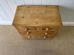 A Charming English Pine Chest of Drawers Dresser with Wooden Knobs c1890