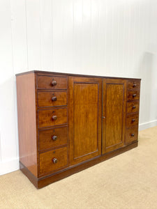 An Antique English Mahogany Low Linen Press c1820