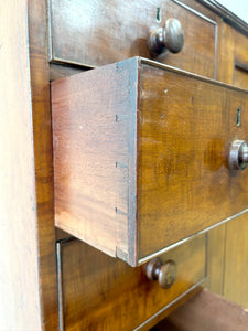 An Antique English Mahogany Low Linen Press c1820