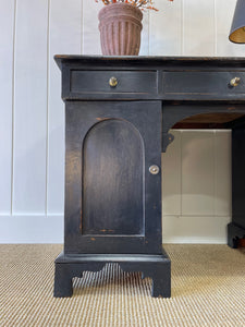 Antique English Pine Ebonized Pedestal Desk c1890