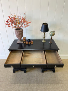 Antique English Pine Ebonized Pedestal Desk c1890