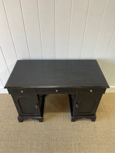 Antique English Pine Ebonized Pedestal Desk c1890