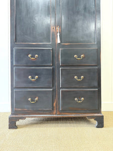 A Handsome Irish Georgian Ebonized Pine Housekeeper's Cupboard