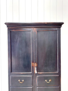 A Handsome Irish Georgian Ebonized Pine Housekeeper's Cupboard