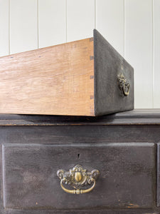 A Large English Ebonized Pine Black Chest of Drawers Dresser c1890