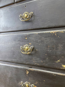 A Large English Ebonized Pine Black Chest of Drawers Dresser c1890