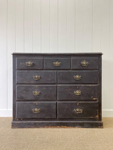 A Large English Ebonized Pine Black Chest of Drawers Dresser c1890