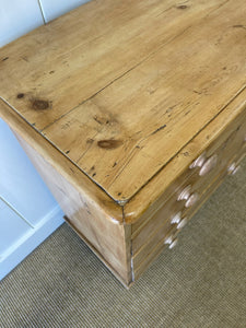 A Large English Pine Chest of Drawers Dresser on Tulip Feet c1890