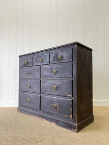 A Large English Ebonized Pine Black Chest of Drawers Dresser c1890