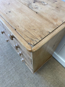 A Large English Pine Chest of Drawers Dresser on Tulip Feet c1890