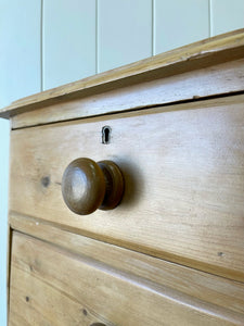 A Large English Pine Chest of Drawers Dresser on Ball Feet c1890