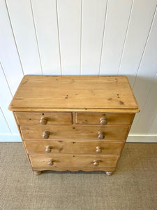 A Large English Pine Chest of Drawers Dresser on Ball Feet c1890