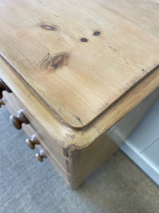 A Large English Pine Chest of Drawers Dresser on Ball Feet c1890