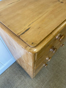 A Large English Pine Chest of Drawers Dresser on Ball Feet c1890