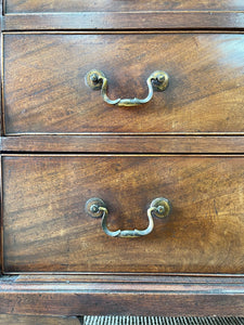 A Petite English Mahogany Bachelors Chest of Drawers Dresser with Brushing Slide  c1800