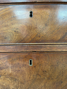 A Petite English Mahogany Bachelors Chest of Drawers Dresser with Brushing Slide  c1800