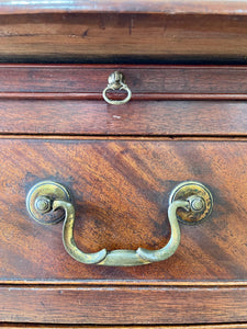 A Petite English Mahogany Bachelors Chest of Drawers Dresser with Brushing Slide  c1800