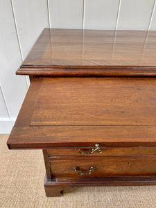 A Petite English Mahogany Bachelors Chest of Drawers Dresser with Brushing Slide  c1800