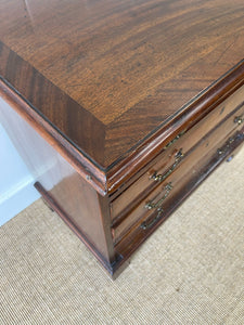 A Petite English Mahogany Bachelors Chest of Drawers Dresser with Brushing Slide  c1800