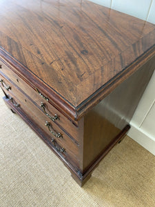 A Petite English Mahogany Bachelors Chest of Drawers Dresser with Brushing Slide  c1800