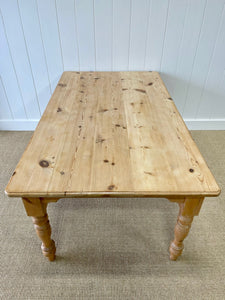 Vintage English Country Pine Waxed 6ft Dining Harvest Table