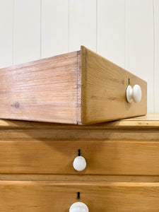 A Large English Pine Chest of Drawers Dresser on Tulip Feet c1890