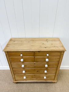 A Large English Pine Chest of Drawers Dresser on Tulip Feet c1890