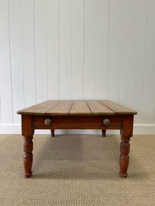 Antique English Country Pine Coffee Table c1890