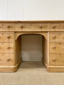 Antique English Pine Pedestal Desk c1890