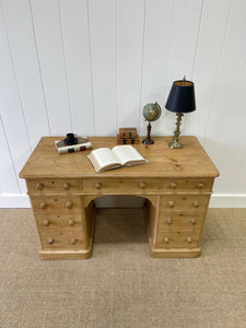 Antique English Pine Pedestal Desk c1890