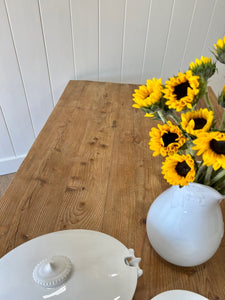 An Antique English Country Elm and Pine (just over) 6ft Dining Table