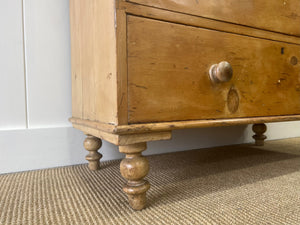 A Large English Pine Chest of Drawers Dresser on Tulip Feet c1890