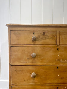 A Large English Pine Chest of Drawers Dresser on Tulip Feet c1890