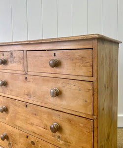 A Large English Pine Chest of Drawers Dresser on Tulip Feet c1890