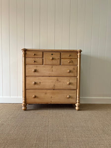 A Monumental Scottish Pine Chest of Drawers Dresser on Tulip Feet c1890