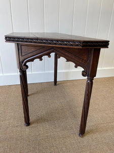 Antique English Country Solid Oak 19th Century Gothic Inspired Console Table