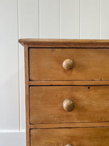 An Antique English Pine Chest of Drawers Dresser with Wooden Knobs c1890