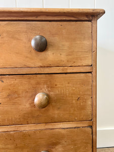 An Antique English Pine Chest of Drawers Dresser with Wooden Knobs c1890