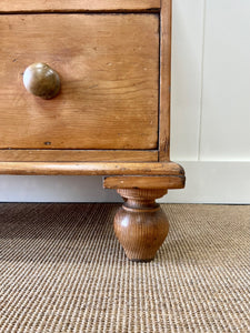 An Antique English Pine Chest of Drawers Dresser with Wooden Knobs c1890