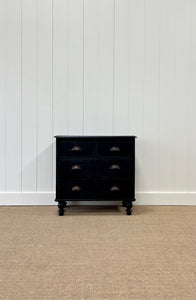 A Small English Ebonized Black Chest of Drawers/Dresser on Tulip Feet c1890