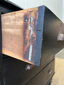 A Small English Ebonized Black Chest of Drawers/Dresser on Tulip Feet c1890