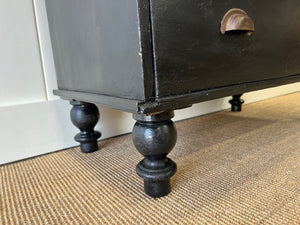 A Small English Ebonized Black Chest of Drawers/Dresser on Tulip Feet c1890